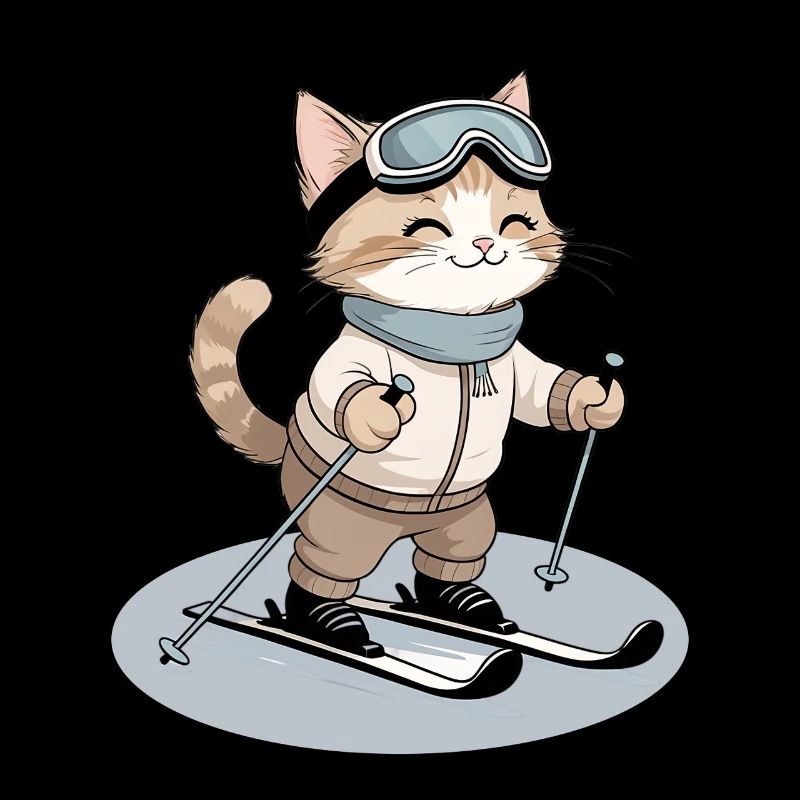 Étoile de ski chat dans la neige poudreuse