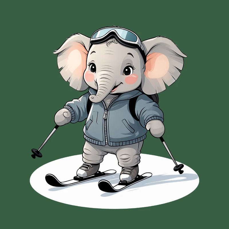 Skiing Elephant Pullover Hoodie