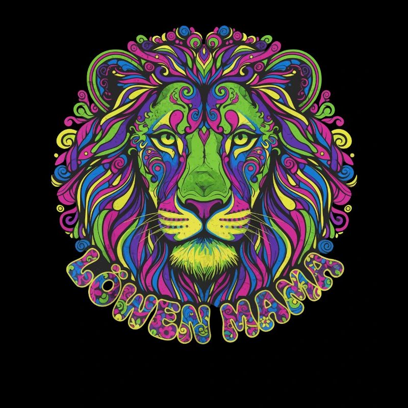 Löwen Mama Psychedelisch Bunter Löwe Mandala