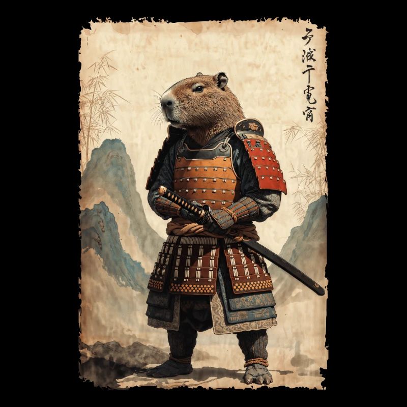 Samurai, Capybara, Japanische Kunst, Anime