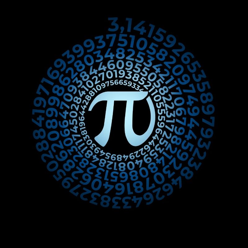 Pi Symbol with Numbers Spiral | District number 3.1415