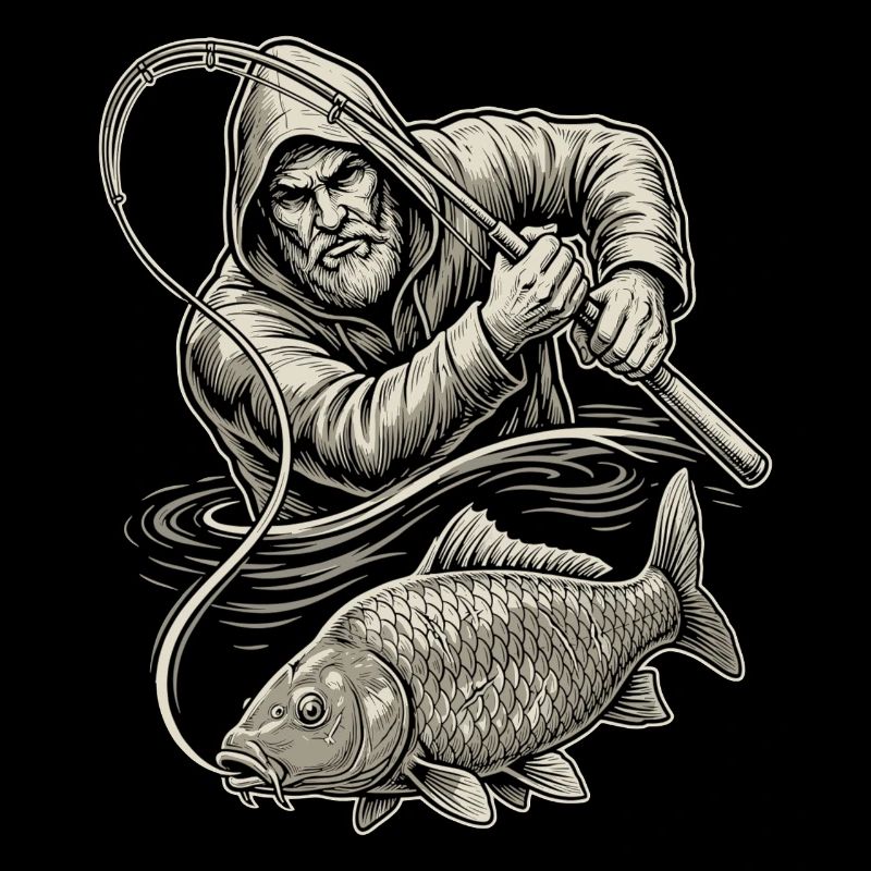 Illustration de carpe de pêcheur ancienne