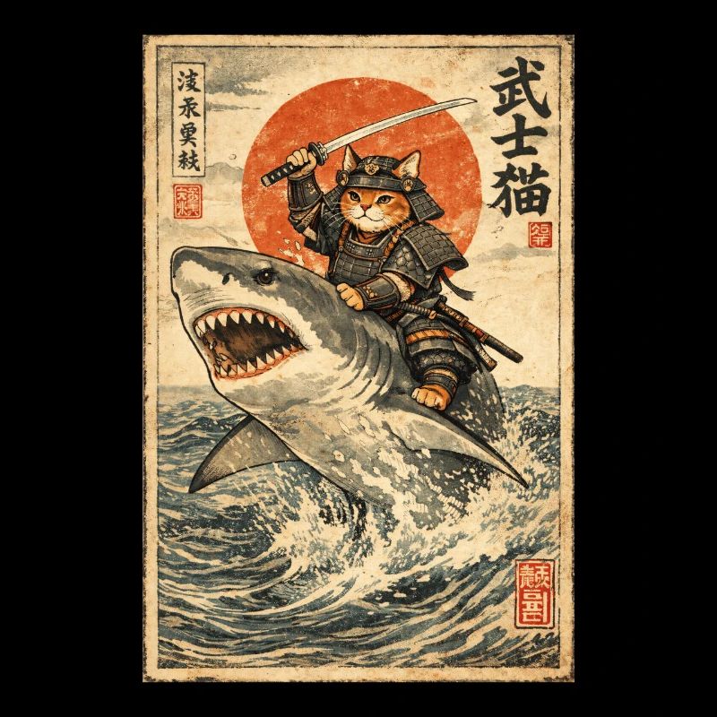 Samurai Katze, Japanischer Krieger & Kämpfer, Hai