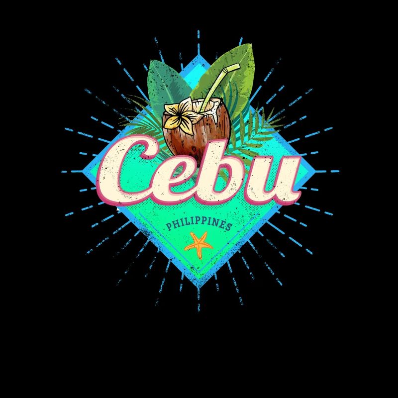 Cebu Island Philippines Coconut Retro Souvenir
