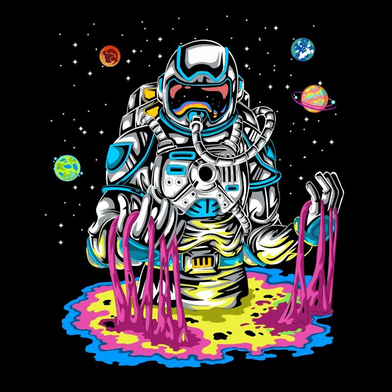 Trippy Astronaut Melting Rainbow Space Slime Art