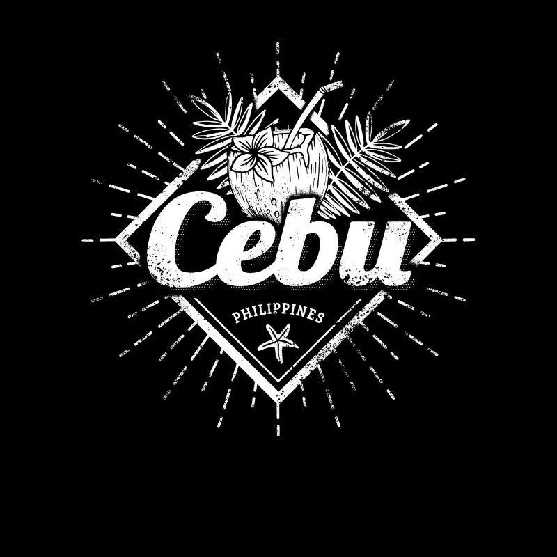 Cebu Island in Philippines Coconut Retro Design