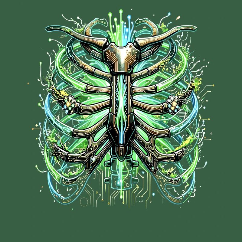 Cyber Brustkorb Skelett Sci-Fi Illustration