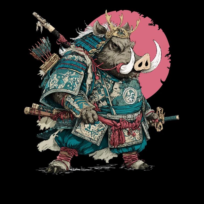 Boar Samurai in Teal Armor