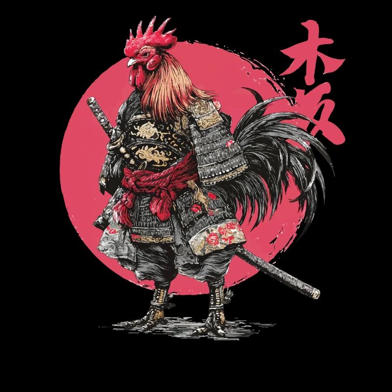 Rooster Samurai Armor Illustration