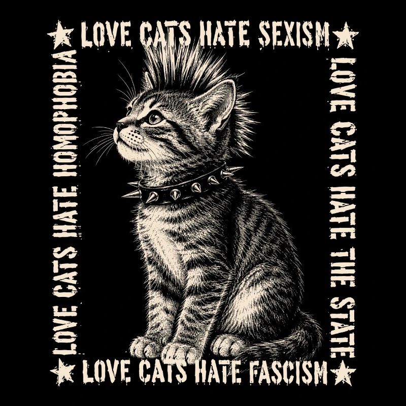 Punk Cat Love Cats Haut Statement