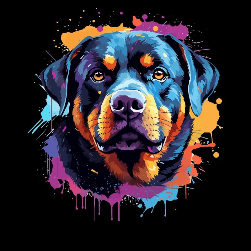 Portrait coloré du Rottweiler Splash