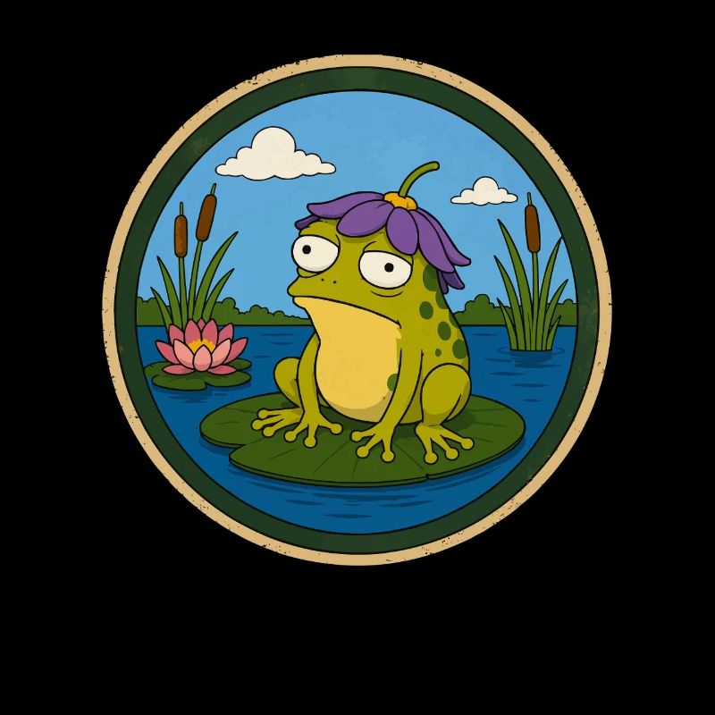 Frosch auf Seerosenblatt Badge