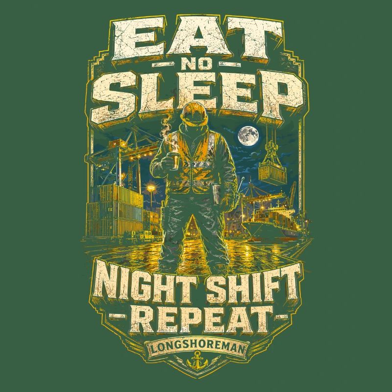 Dock Workers Eat Not Sleep Night Shift