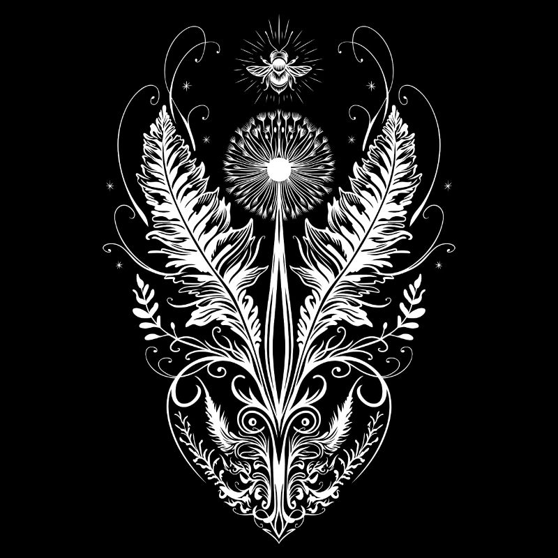 Löwenzahn Biene Herz botanical art