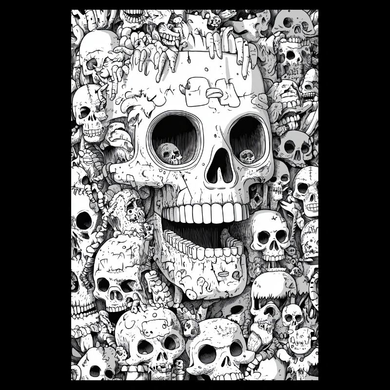 Skeleton shell in black and white