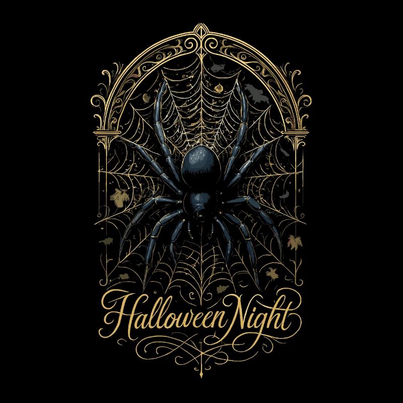 Araignée Halloween Nuit - Arachnide Toile Dorée