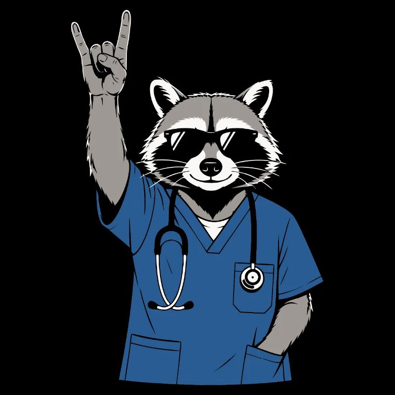 Krankenschwester Rock Waschbär – Humorvolle Krankenschwester
