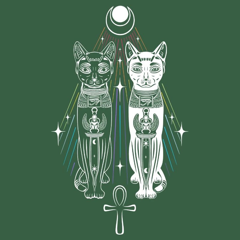 Deux Chats Bastet Dualité Ankh Chat Déesse