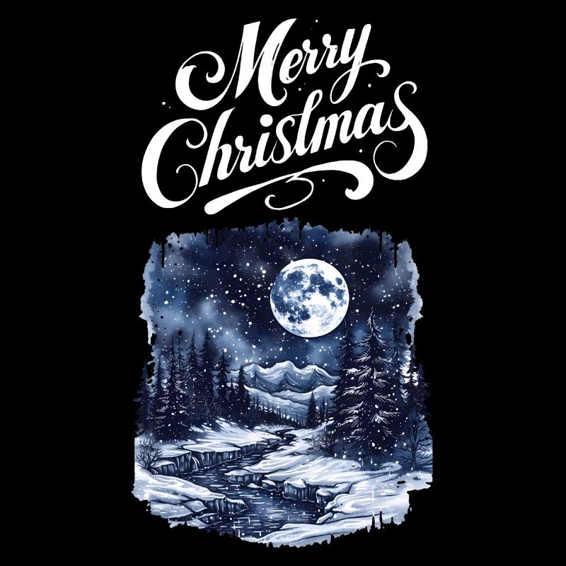 Joyeux Noël Forêt Paysage Lune Sapins