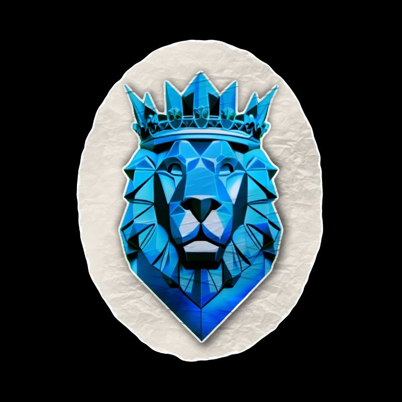 Lion géométrique bleu - Polygone