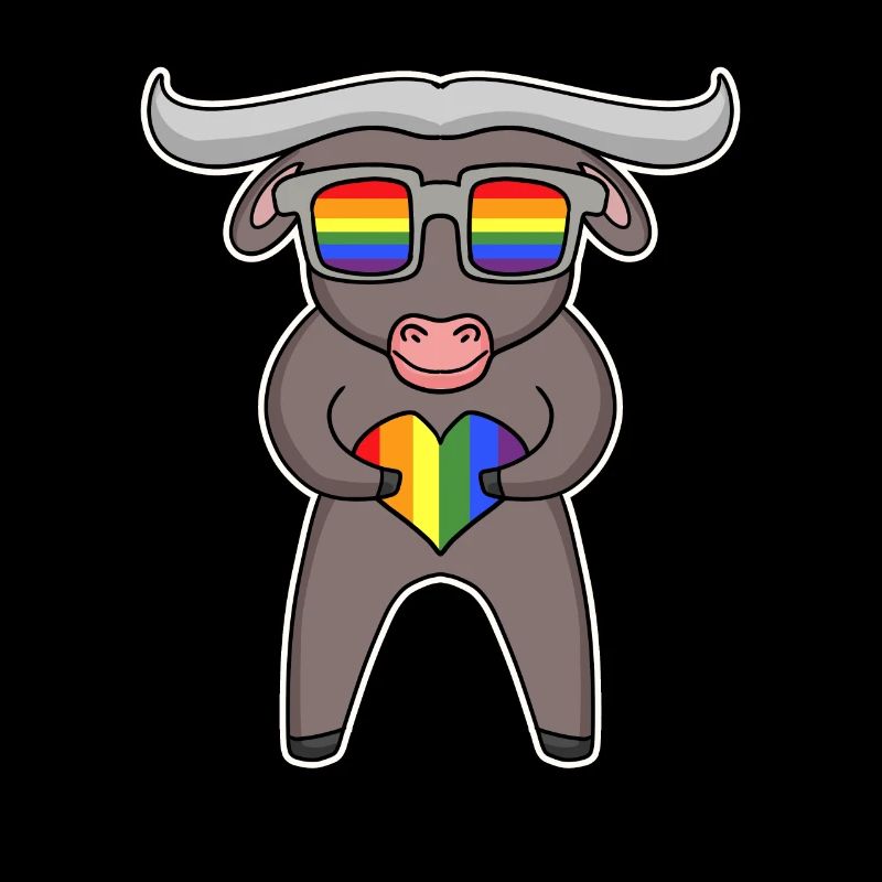 Regenbogen - Ochse mit Brille und Herz