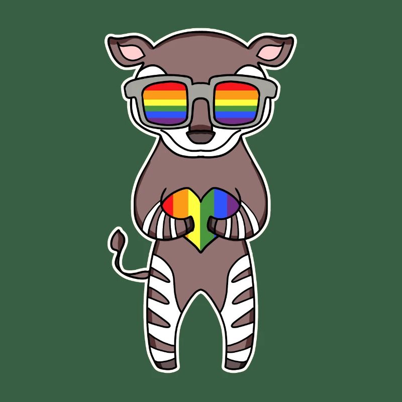 Regenbogen - Okapi mit Brille