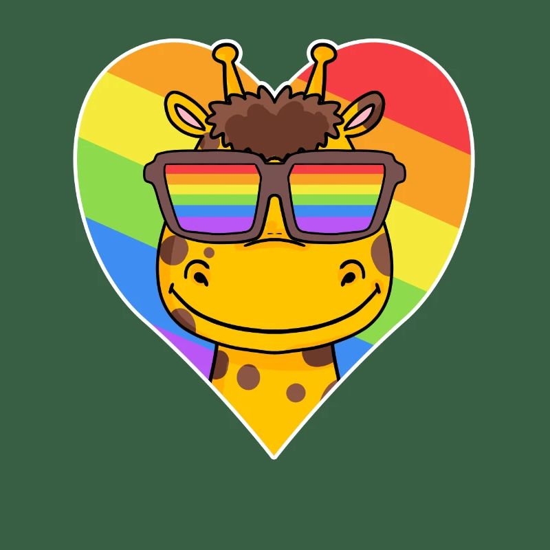 Regenbogen - Giraffe mit Brille und Herz