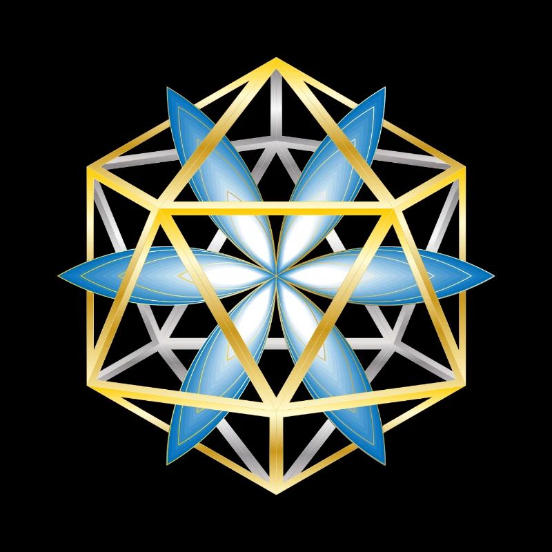 Mandala géométrique Design Or Bleu
