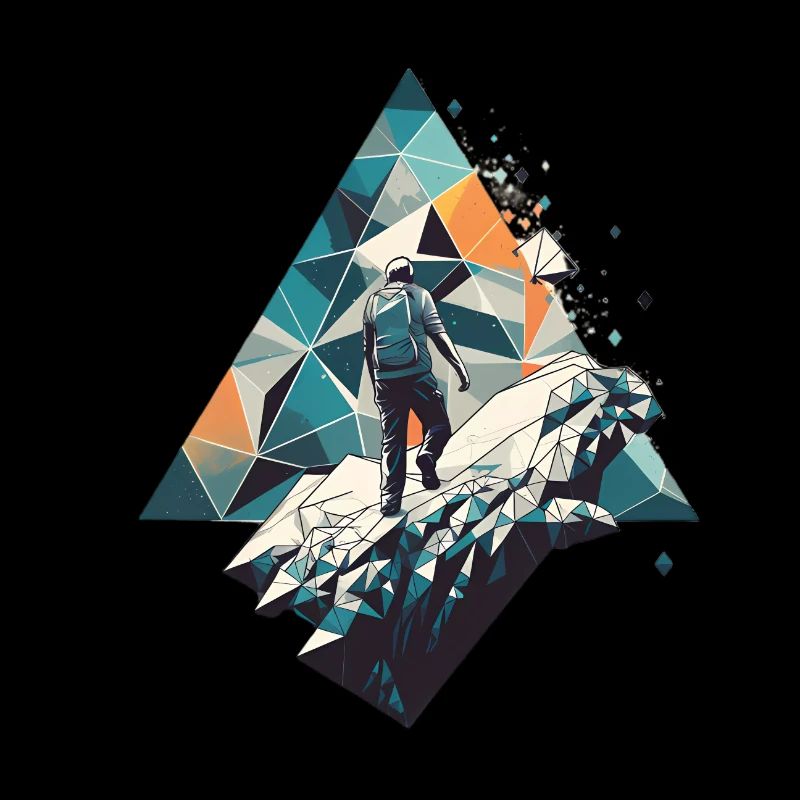 Geometric Mountaineer in Polygon Style