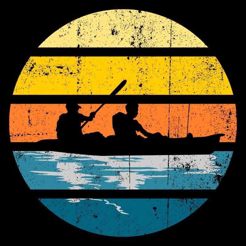 Kayak Duo Sunset Silhouette Circle