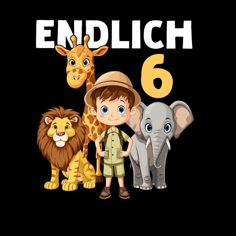 6 Geburtstag Elefant Löwe Giraffe 6 Jahre