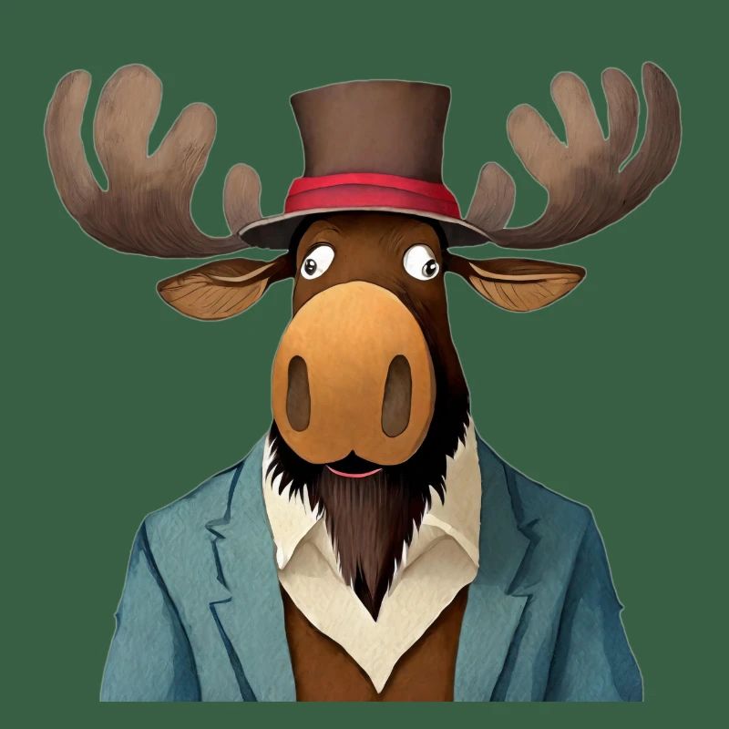 funny moose in a hat