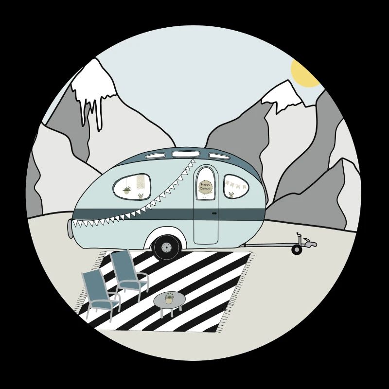 Camping in den Bergen mit Wohnwagen