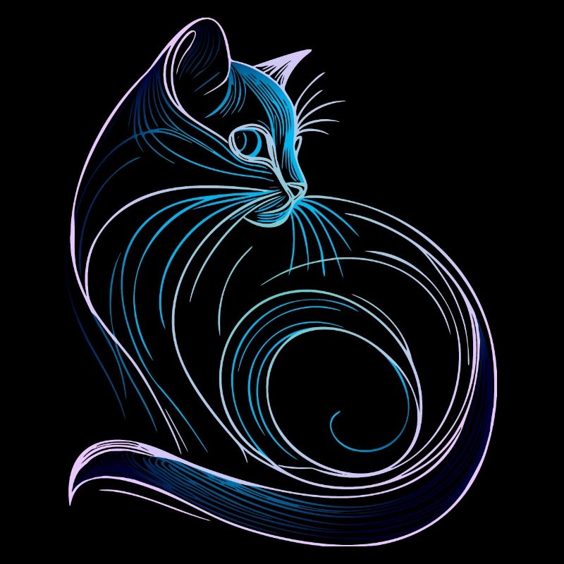 Cat style minimalist gradient blue