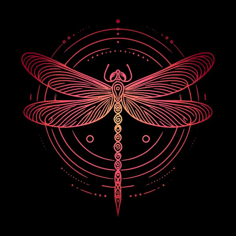 libellule motifs spirale, dégradé rose