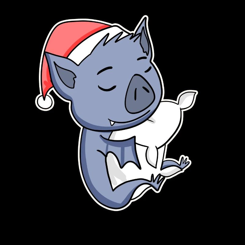 Bat Cute Tired Sleeping In Christmas