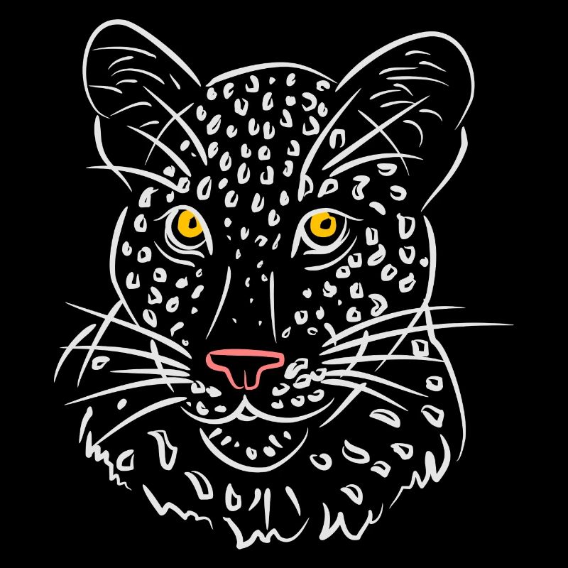 Illustration du visage de léopard en noir et blanc