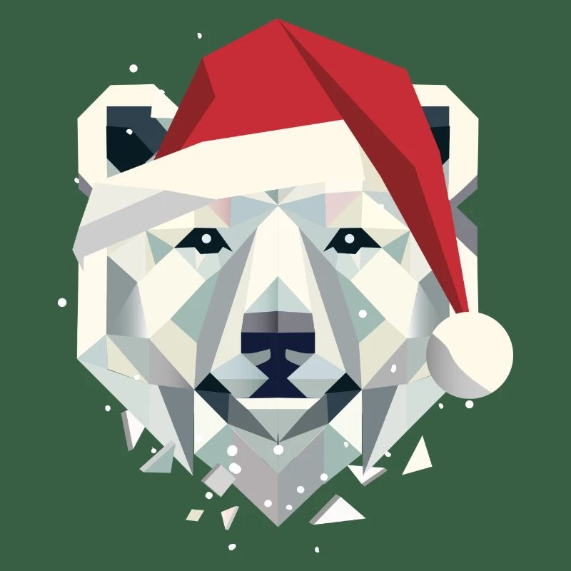 Christmas Polar Bear in Modern Geometric Style