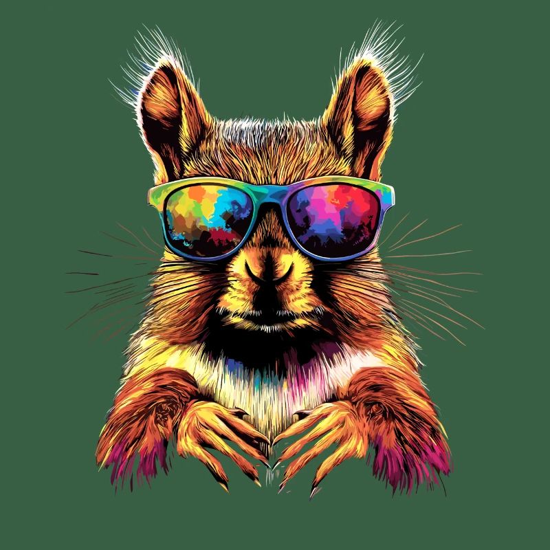 Eichhörnchen Kopfhörer Bunt Popart DJ Eichhörnchen