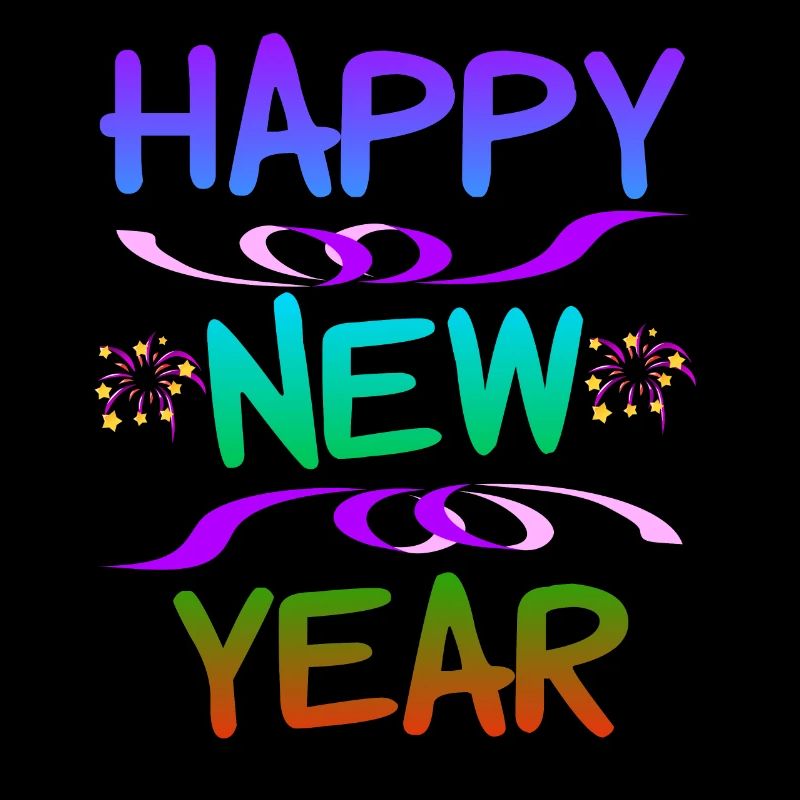 New Year Greeting Design with Fireworks and Colors