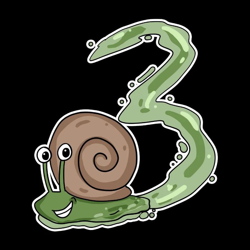 Three 3 - Number 3 - Number 3 Birthday Snail