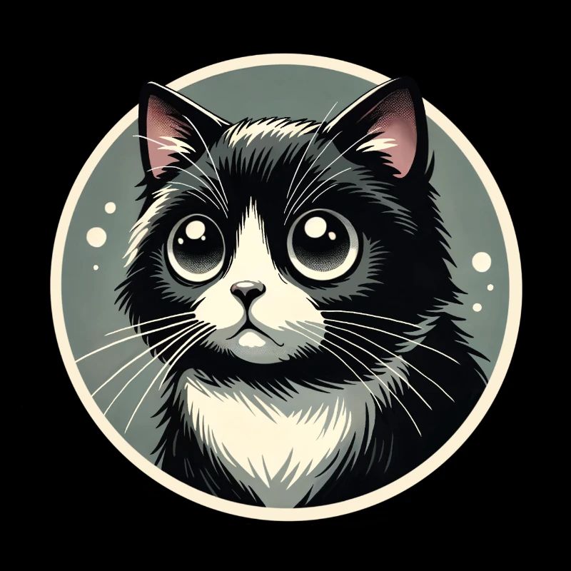 Chat noir et blanc dans le style de la bande dessinée