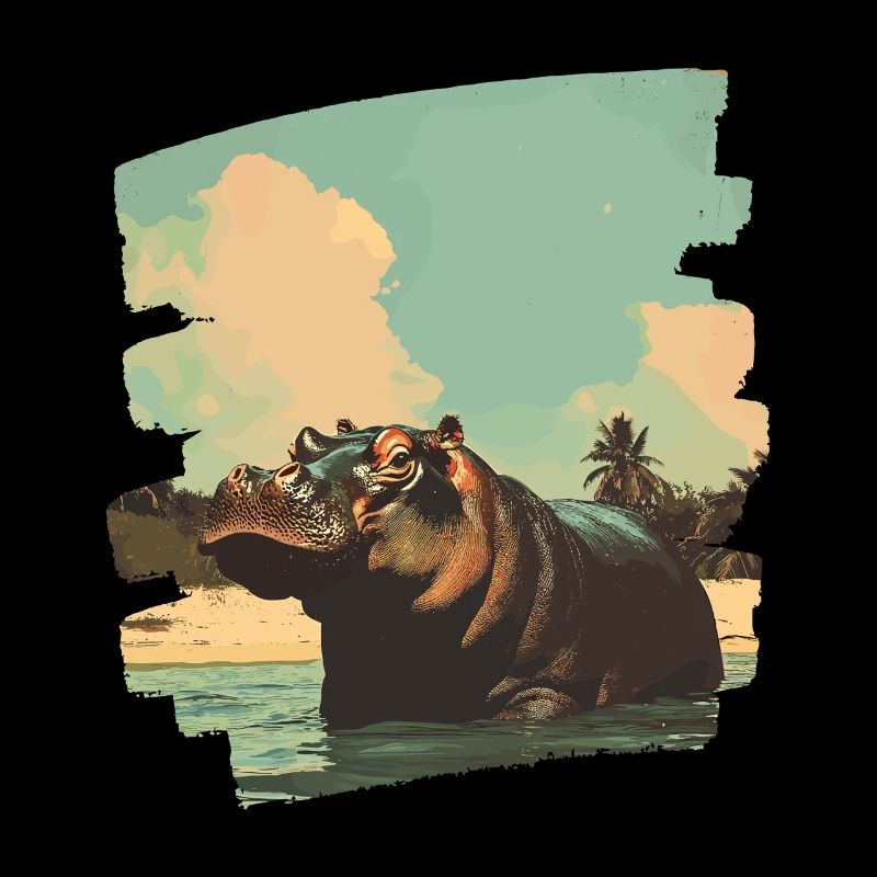 Nilpferd Retro