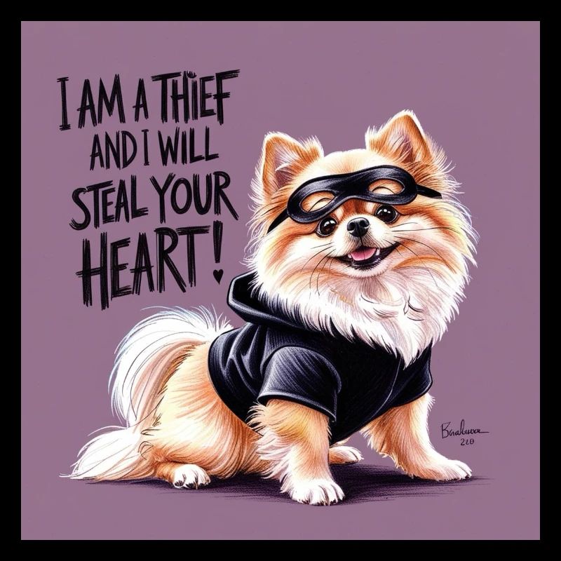 Chien de Poméranie « Je suis un voleur »