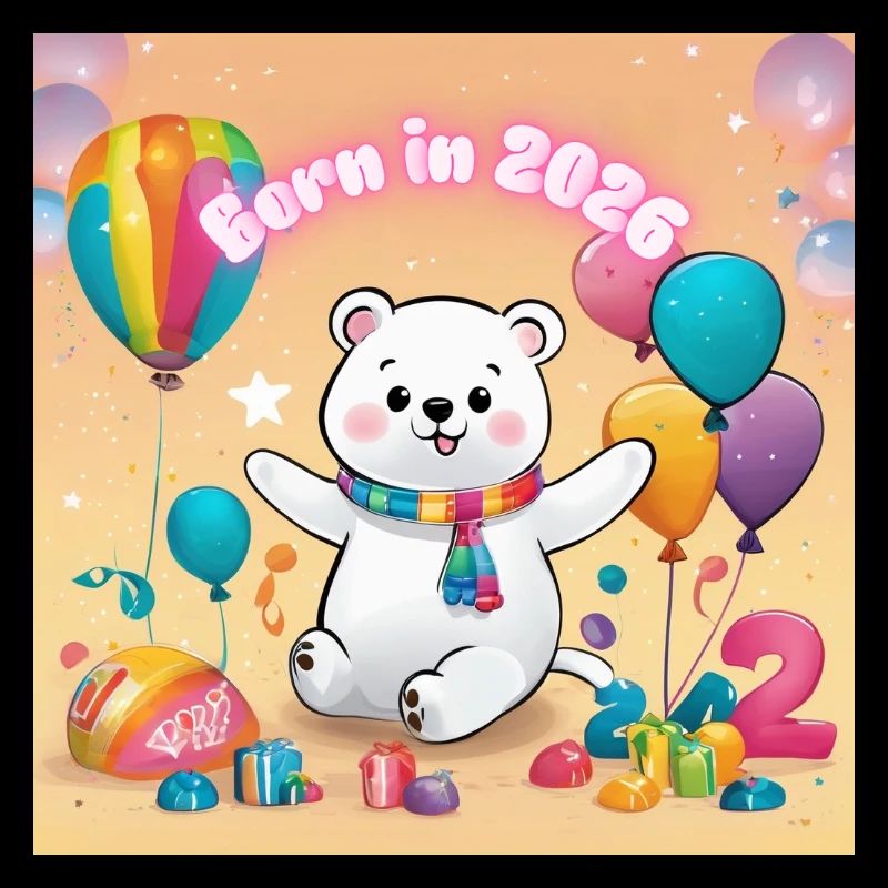 Geburtstagsbär mit Luftballons 2026