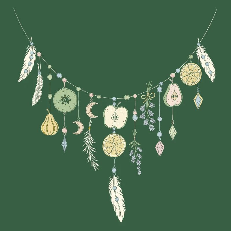 Delicate Fruit and Feather Necklace