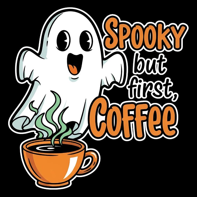Spooky Ghost with Coffee Humor
