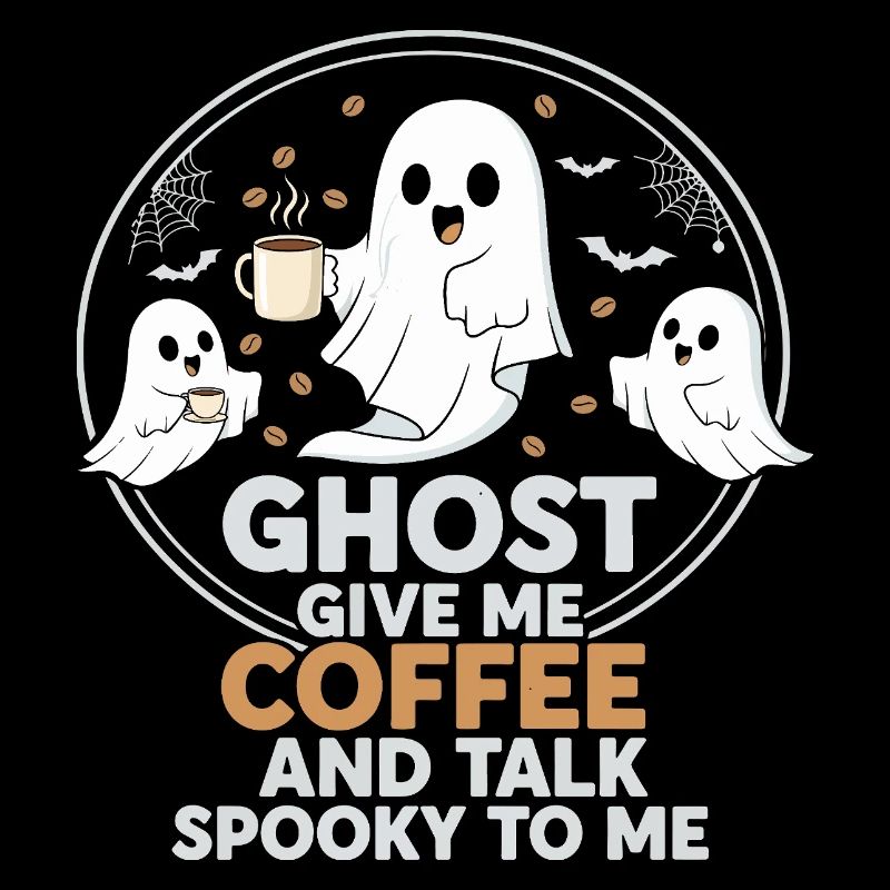 Gruseliger Geist mit Kaffee und Chat-Design