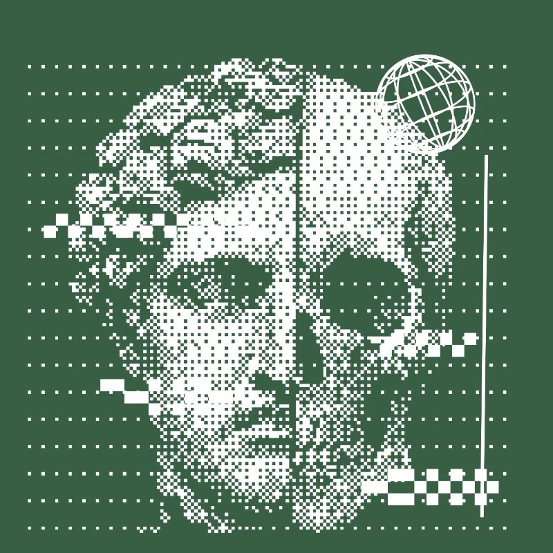 Portrait numérique de crâne avec accent de globe