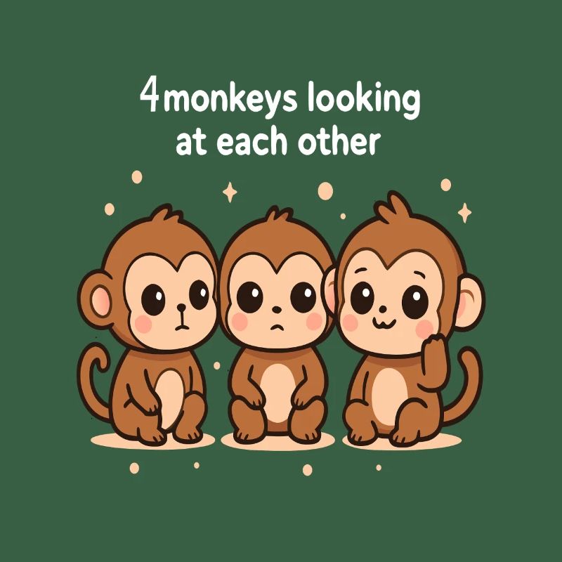 4 singes se regardent